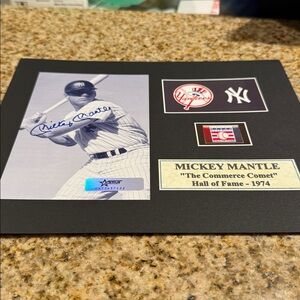 Mickey Mantle Signed Baseball Immortal Plaque